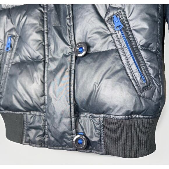 VTG Gap XS Navy Blue 2006 Y2K Down Puffer Jacket Detachable Hood Cropped Zip - Picture 4 of 12